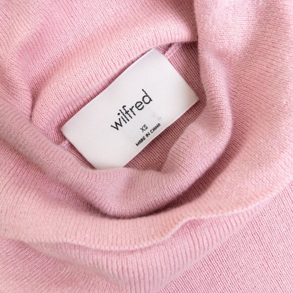 Aritzia Wilfred Rebecca Turtleneck Sweater Cropped Wool Blend Blush Pink - Picture 4 of 11